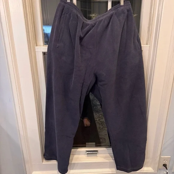 Yeezy Gap Polar Fleece Joggers Wide Leg Zip Ankle Navy BlueSz L NWT